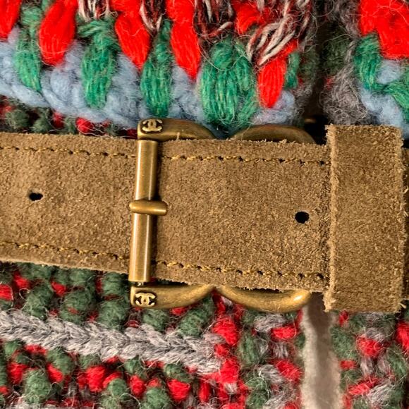 Size 12 Grey Multi Color Wool Cable Knit Bobble Leather Trim Jacket - Picture 3 of 11